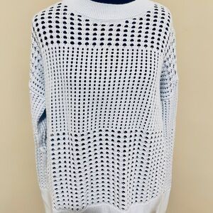 HAVEN Elegant White Crochet Sweater L